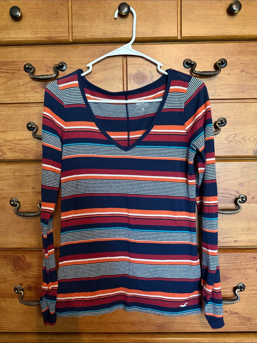 Hollister Striped V-Neck Long Sleeve